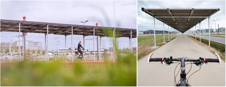 carriles bici con paneles solares en Friburgo