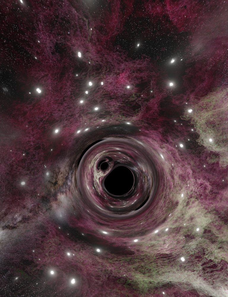 Un software revela los orígenes de la fusión de agujeros negros en galaxias como la Vía Láctea